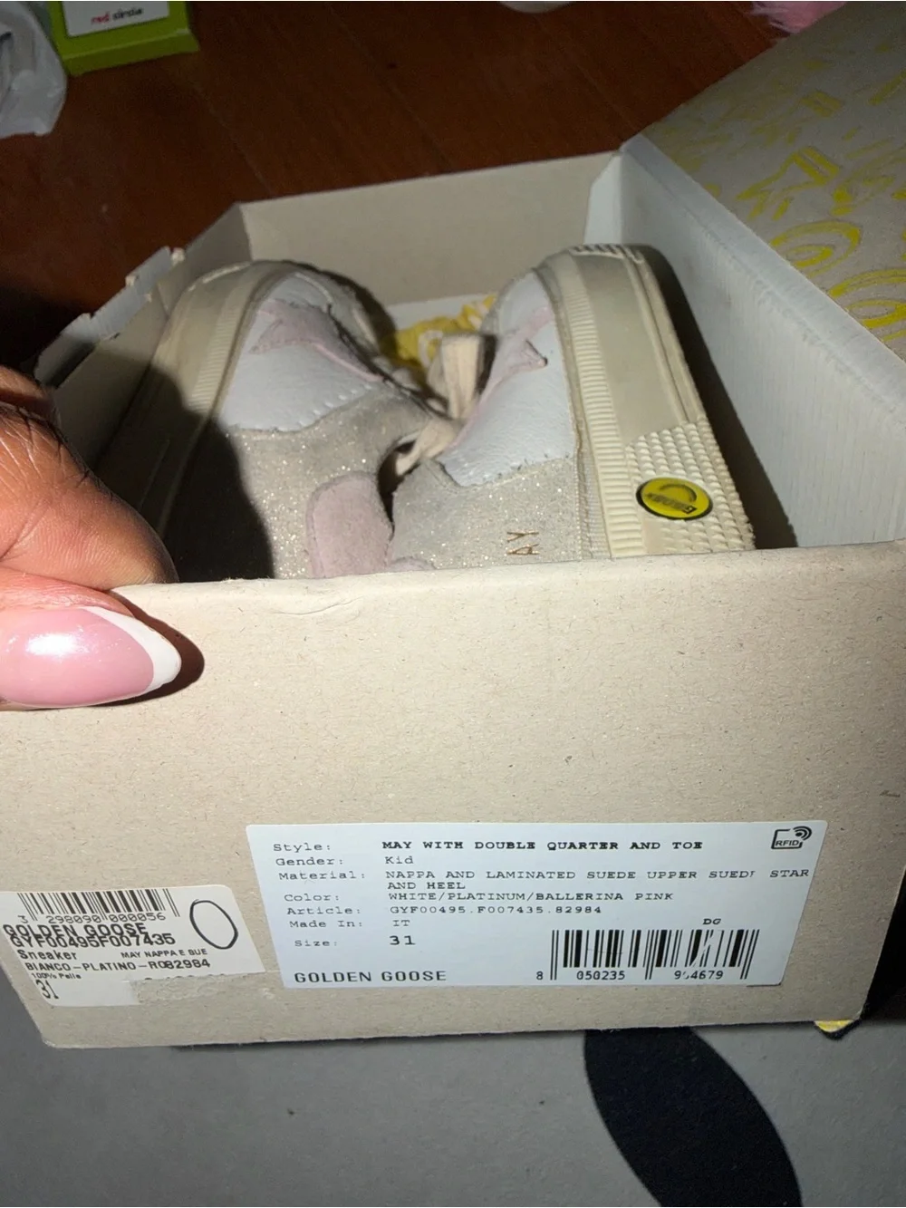 Golden Goose Kids Beige, White & Pink Star Sneakers