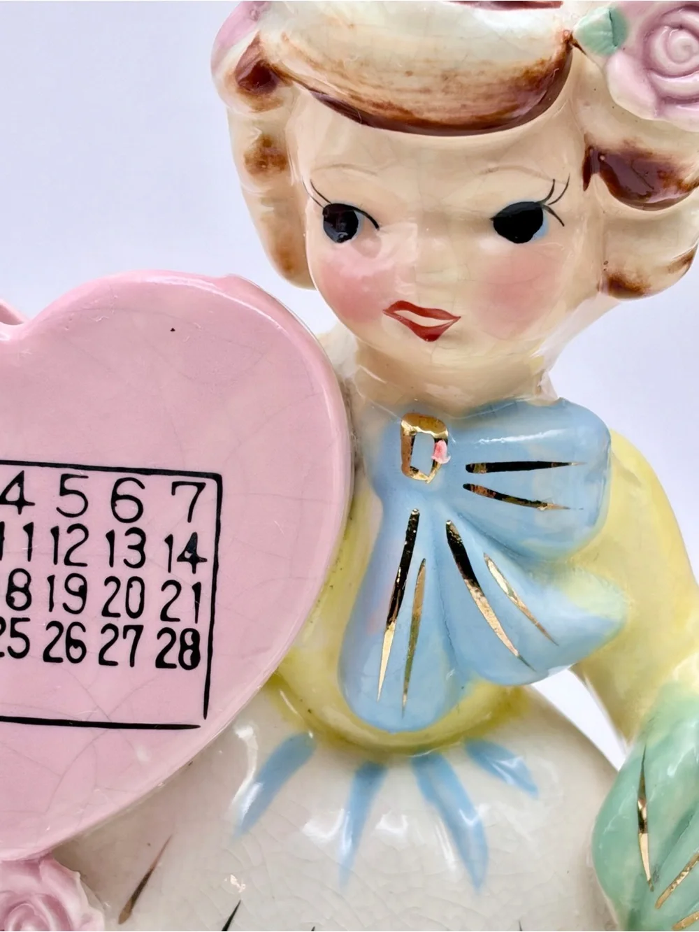 Vintage, 1950’s, Bristol, Happy Birthday Girl, Calendar, Yellow Dress, Vase