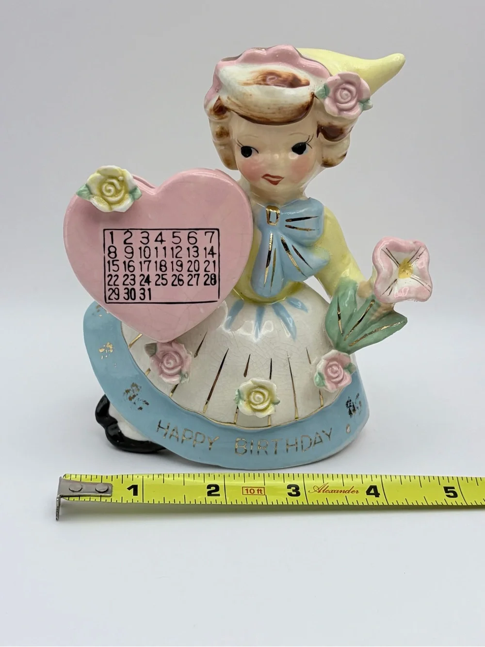 Vintage, 1950’s, Bristol, Happy Birthday Girl, Calendar, Yellow Dress, Vase