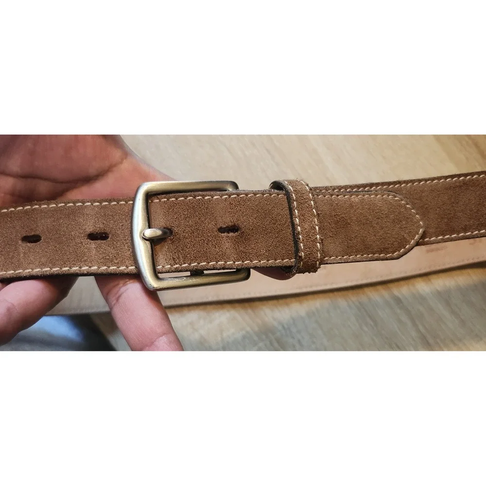 Banana Republic Light Dusty Tan Suede Leather Belt Solid Brass Buckle 32 Turkey