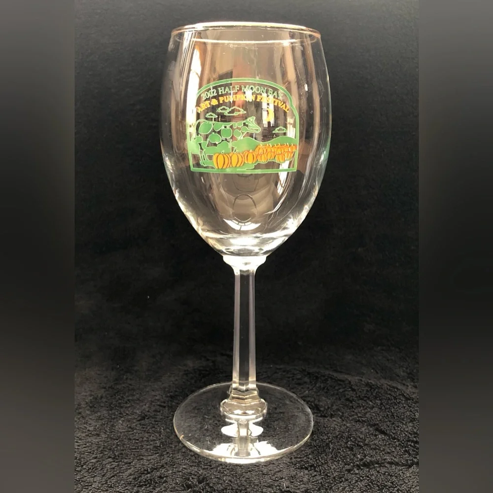 2002 Half Moon Bay Art & Pumpkin Festival Wine Glass Hexagonal Stem