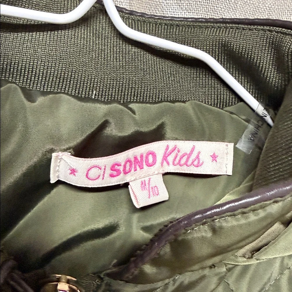 C|Sono kids Olive green Quilted girls winter Jacket size M/10