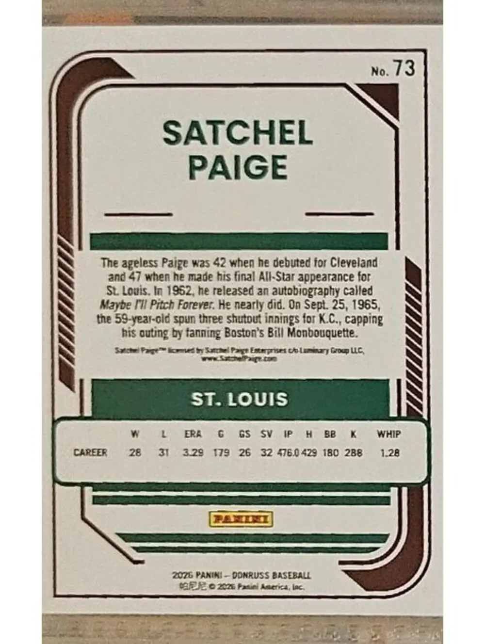 Donruss satchel paige