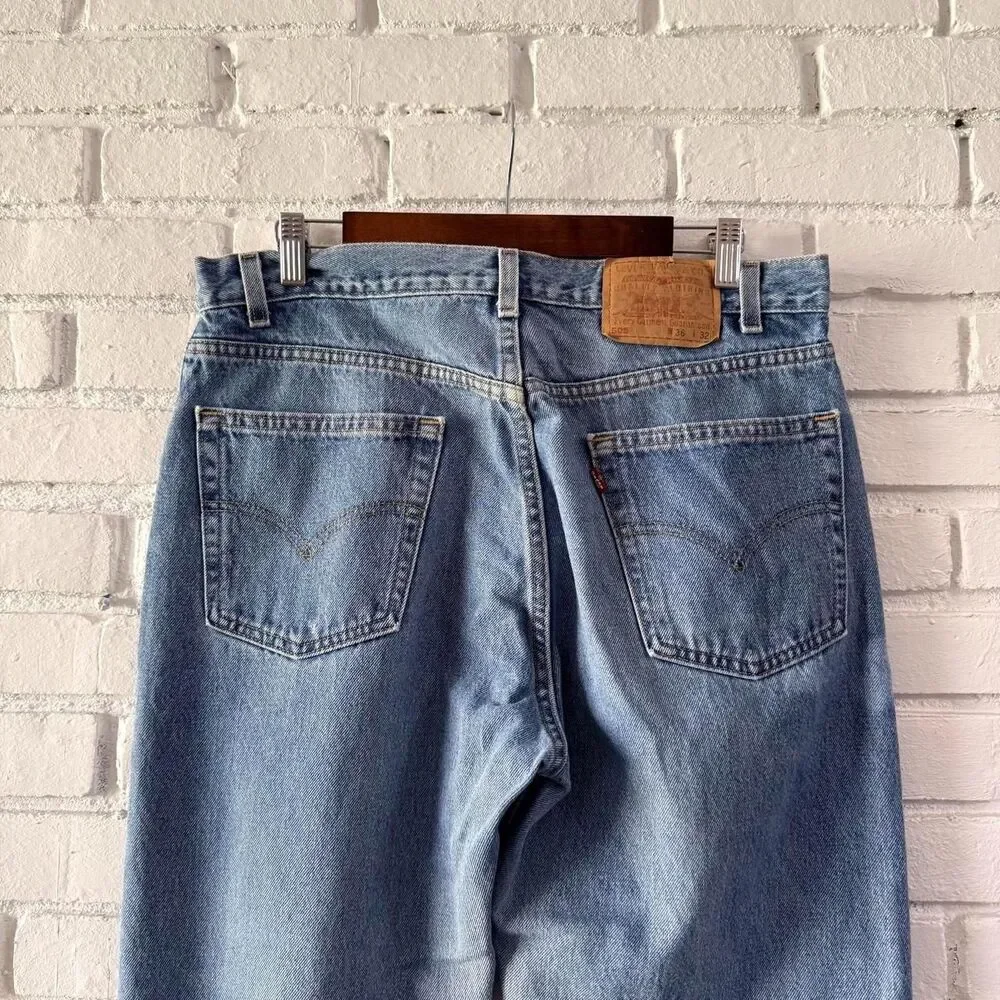 Vintage 90s Levi’s 505 Red Tab Straight Leg Faded Denim Jeans Made in USA 36x28