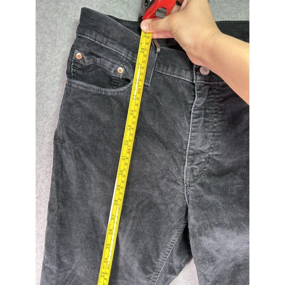 Levi's Mens Black Corduroy Straight Jeans Regular Fit 5-Pocket Stretch Mid Rise