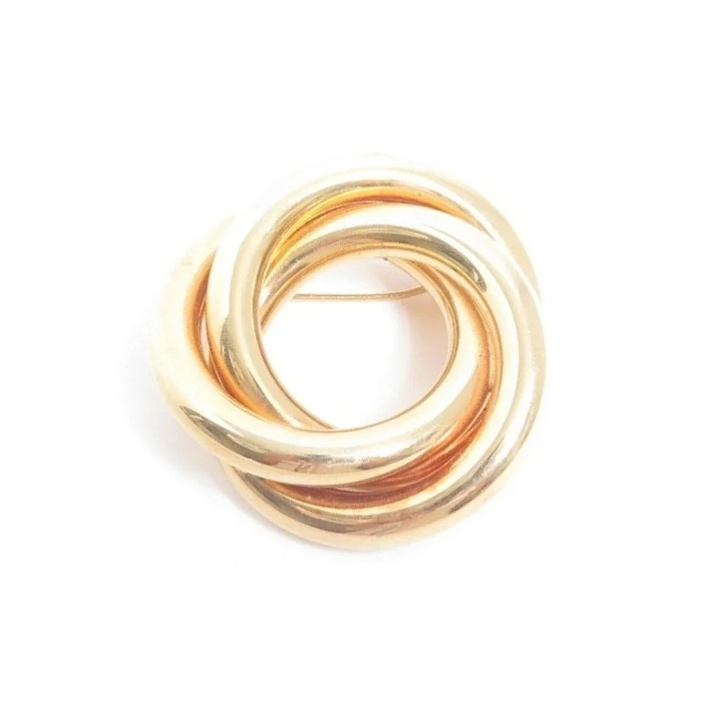 VINTAGE LOVE KNOT GOLD‎ PLATED WREATH PIN BROOCH