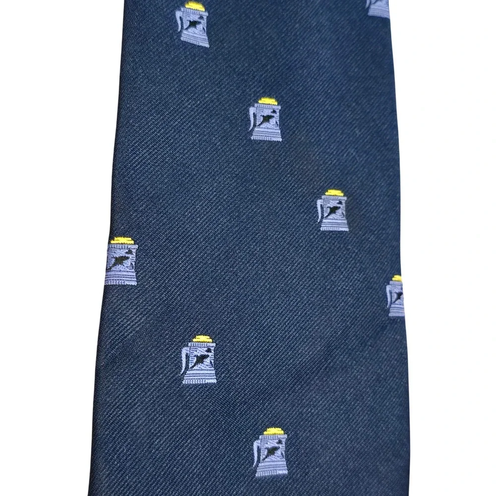 VTG Mens Navy Blue Beer Stein Tankard Embroidered Necktie Oktoberfest‎ Brewery