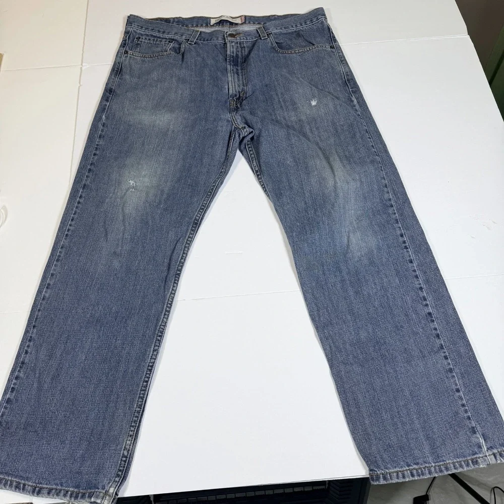 Levi's 505 Mens 38x30 Blue Denim Faded Distressed‎ Low Waist Grunge Relaxed Fit
