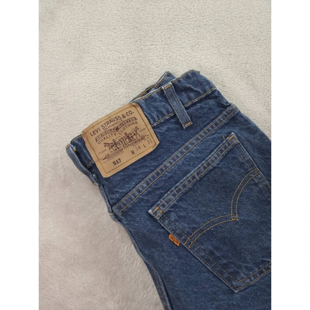 Vintage Levis 517 Orange Tab Jeans Mens 32x30 Straight‎ Leg Blue Denim