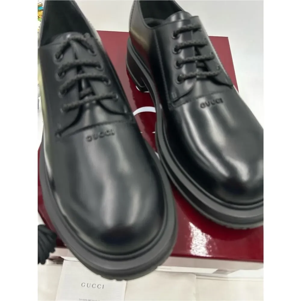 Men's Gucci Leather lace up, Derby shoes size 12 fits 12.5 US made in Italy