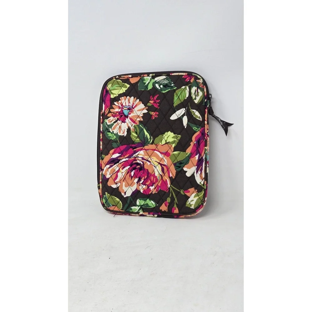 Vera Bradley Provencal Quilted Floral Tablet Sleeve Case Padded Zip Bag Brown‎