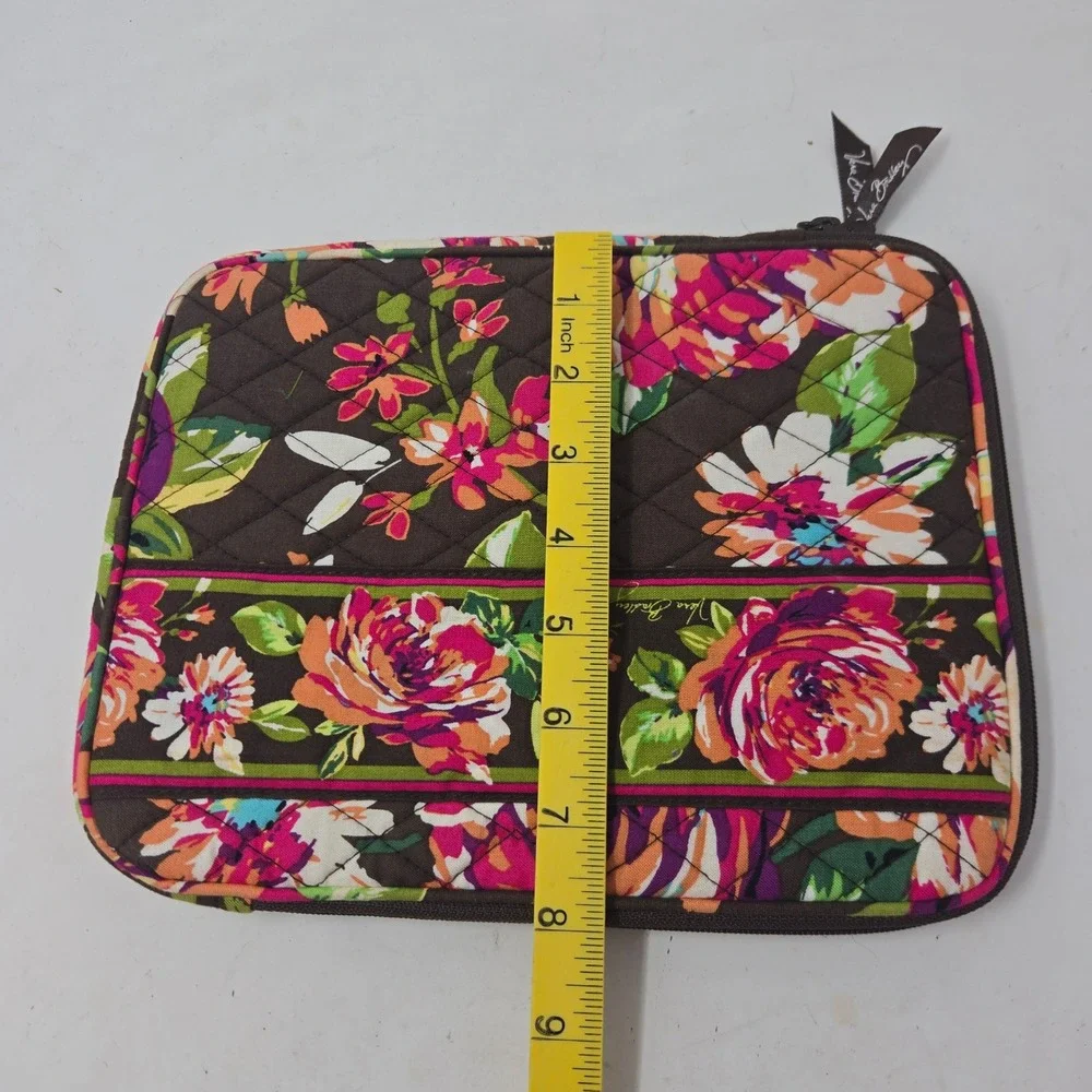 Vera Bradley Provencal Quilted Floral Tablet Sleeve Case Padded Zip Bag Brown‎