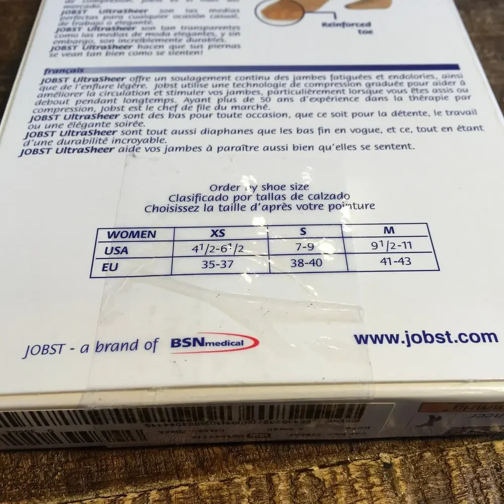 NEW Jobst 8-15 mmHg Mild Compression Ultrasheer Knee High Stockings XS