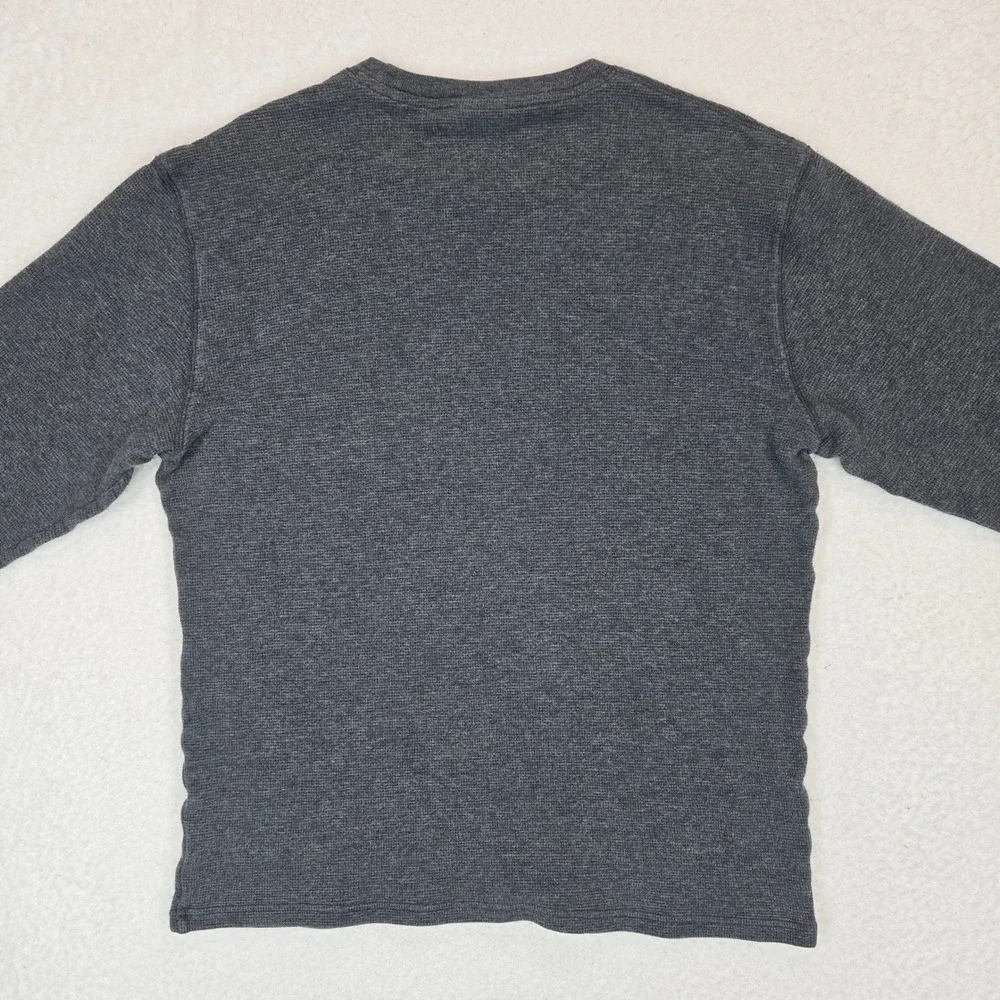 Polo Ralph Lauren Thermal Shirt Men Large Gray Waffle Knit Long Sleeve Sleepwear
