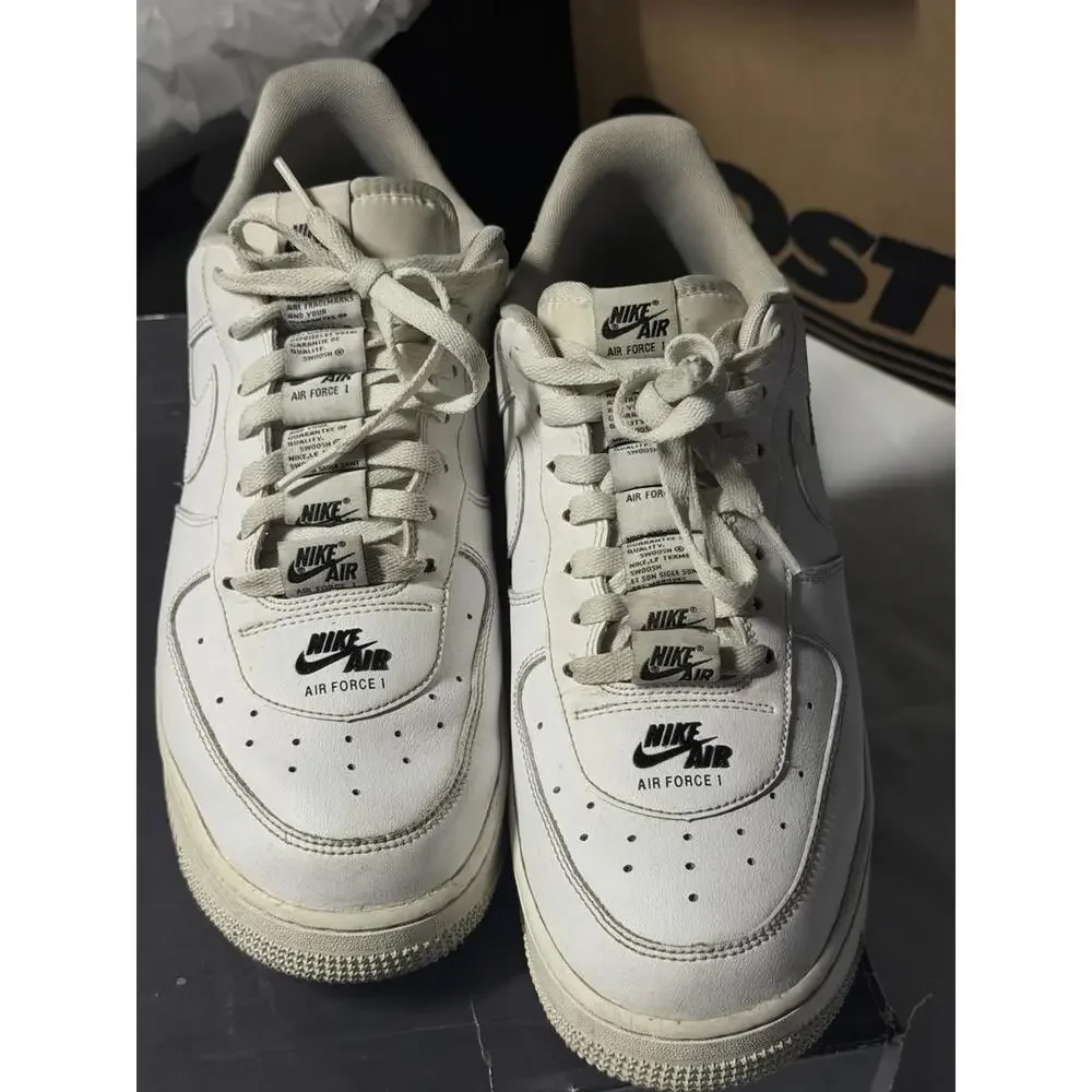 Nike Air Force 1 07 LV8 Double Air White Black Shoes 10.5‎