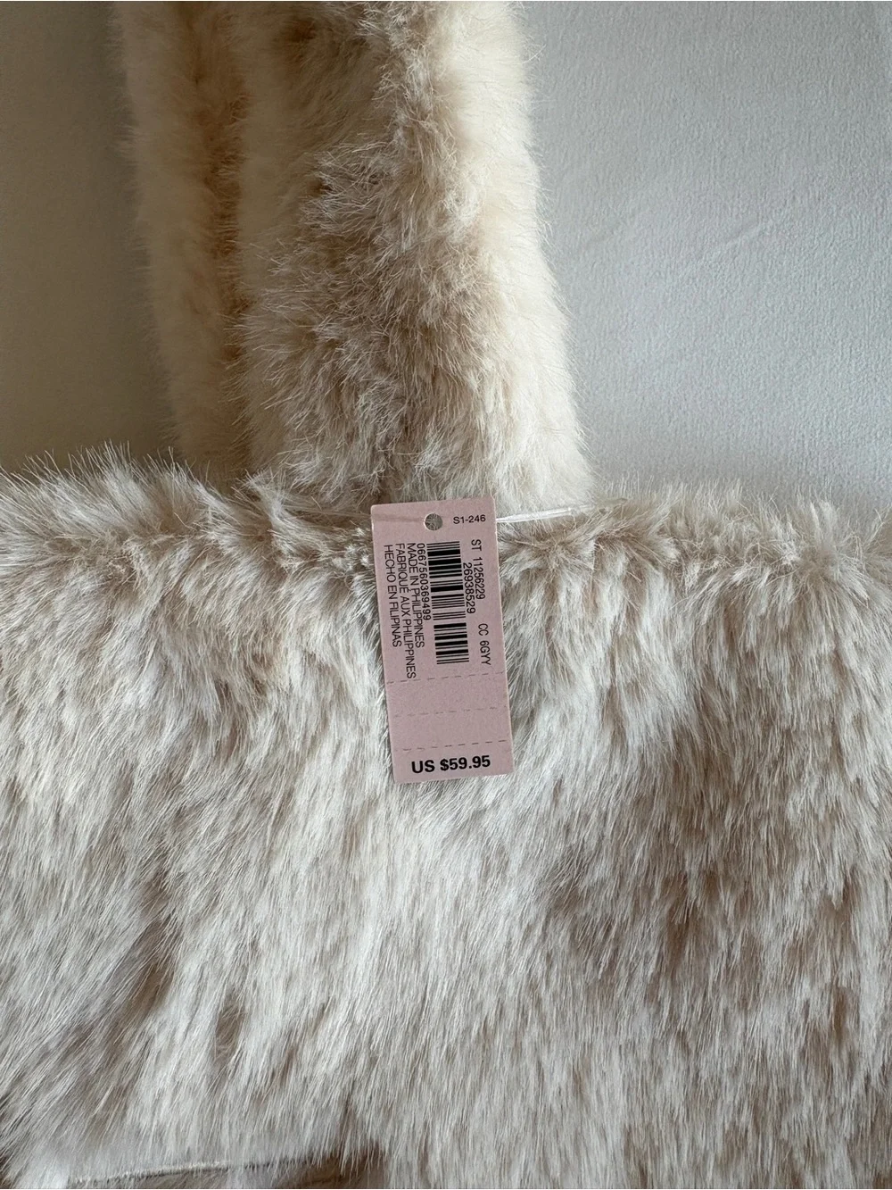 NWT Victoria’s Secret Cream Faux Fur Large Tote Bag Cozy Winter Statement