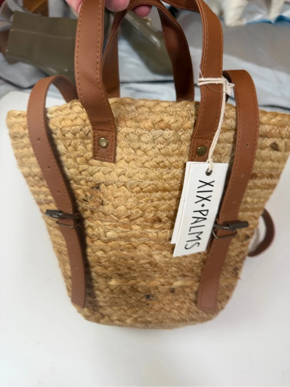 XIX‎ Palms Anthro Shorebreak Woven Jute Insulated Picnic Cooler Backpack NWT