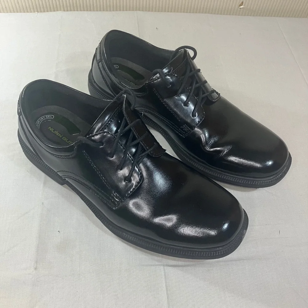Nunn Bush KORE Mens 12M Black Leather Plain Toe Oxford Shoes 84358-001