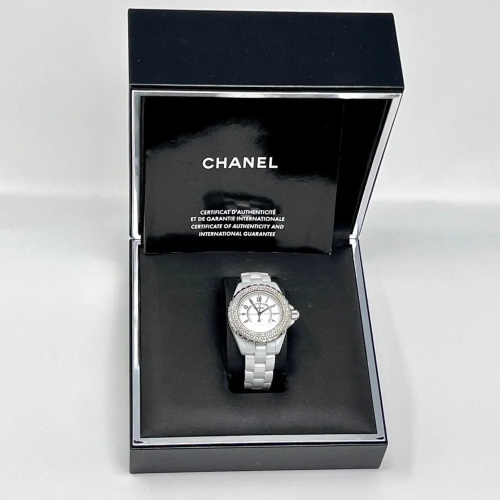 Chanel J12 White Ceramic Diamond Bezel Watch Swiss Made‎ H0968 H0967