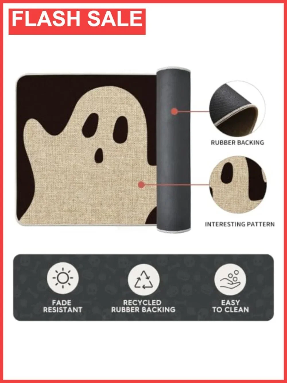 Halloween Ghosts Kitchen Mats Set of 2 Non-Slip 17x29 17x47