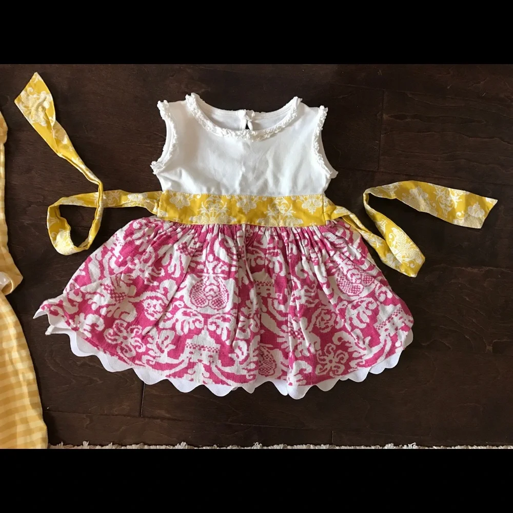 Persnickety and tea collection lot yellow stripe 5 piece lot head band bow‎ tank