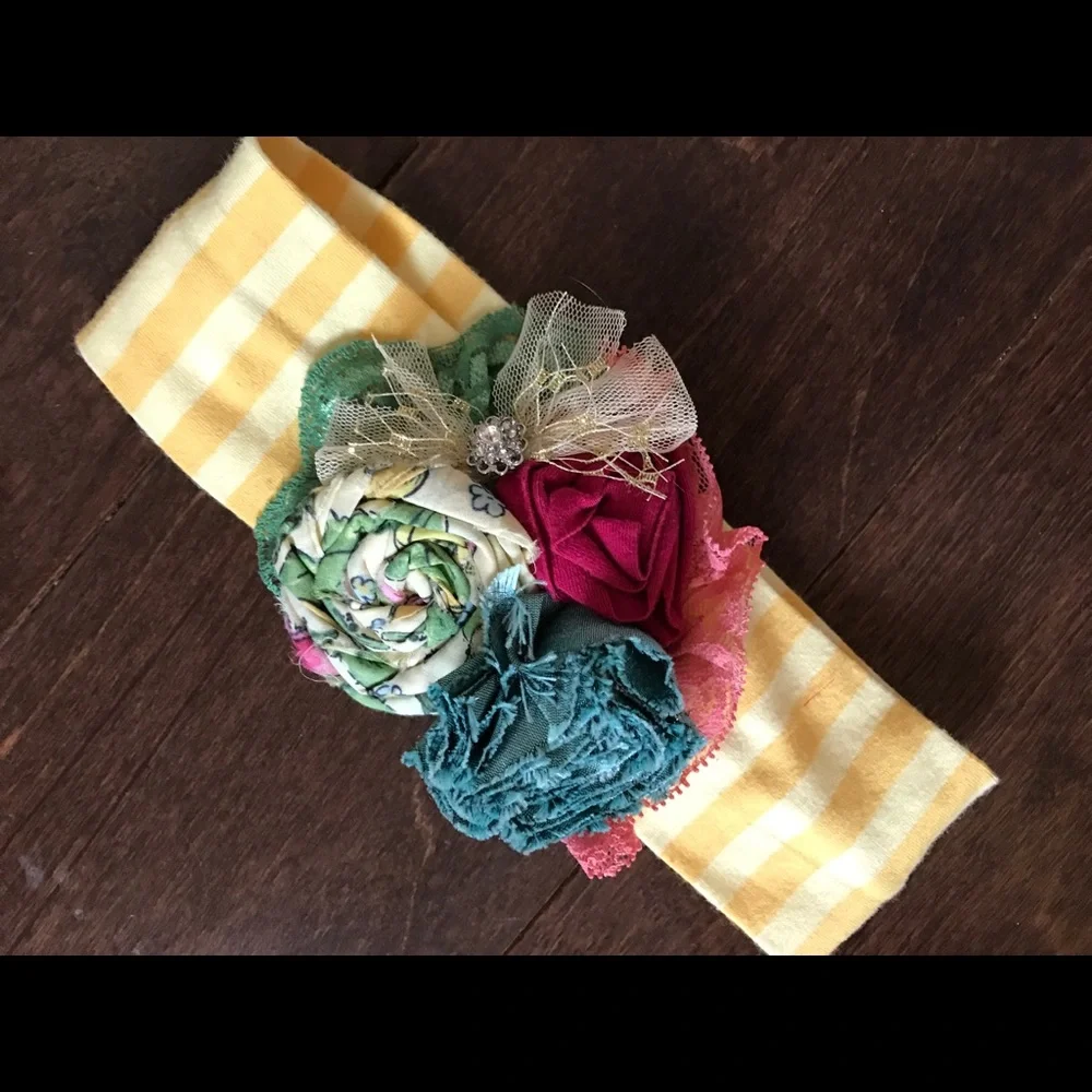 Persnickety and tea collection lot yellow stripe 5 piece lot head band bow‎ tank