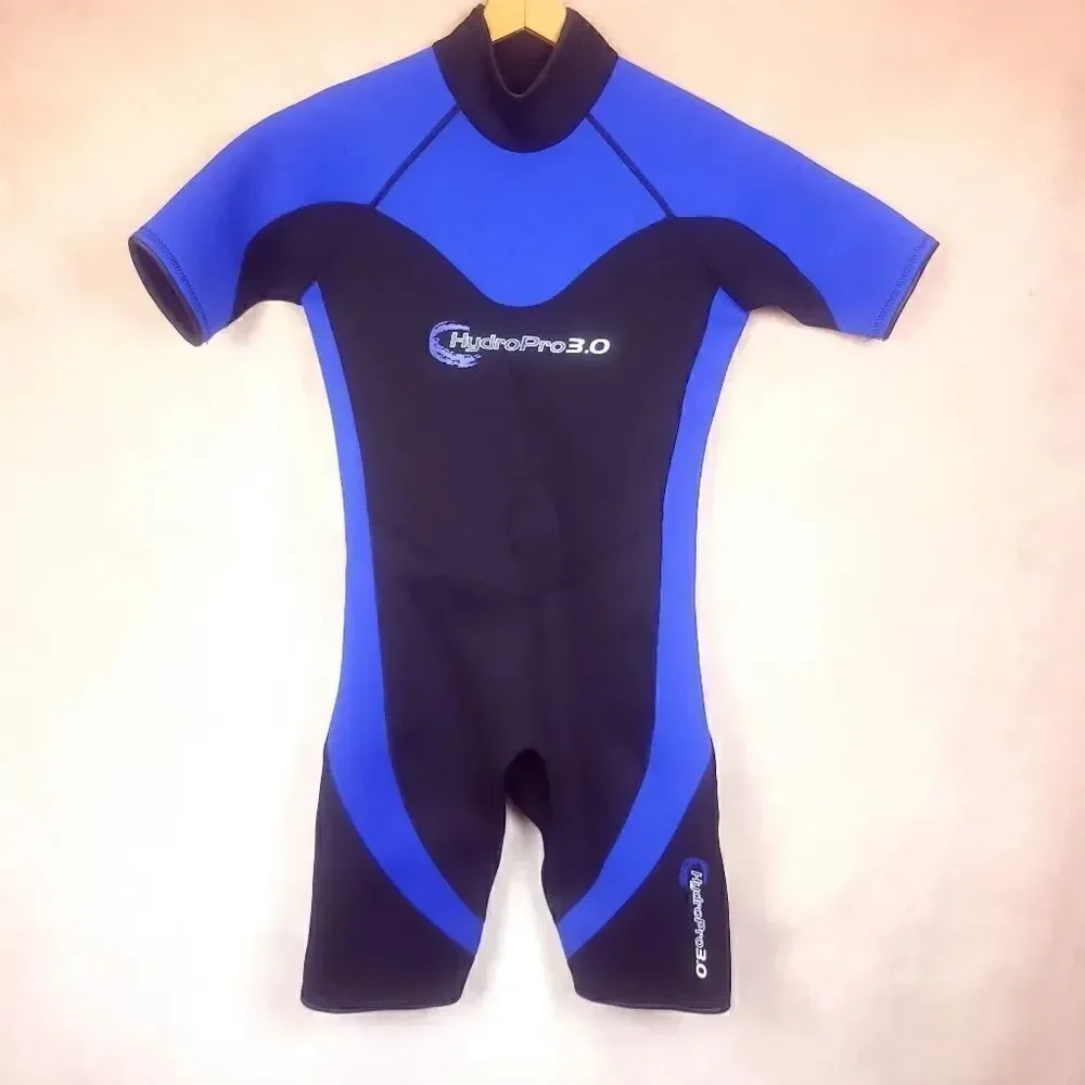 Hydropro 3.0 Black Blue Short Sleeve Wetsuit Size Medium