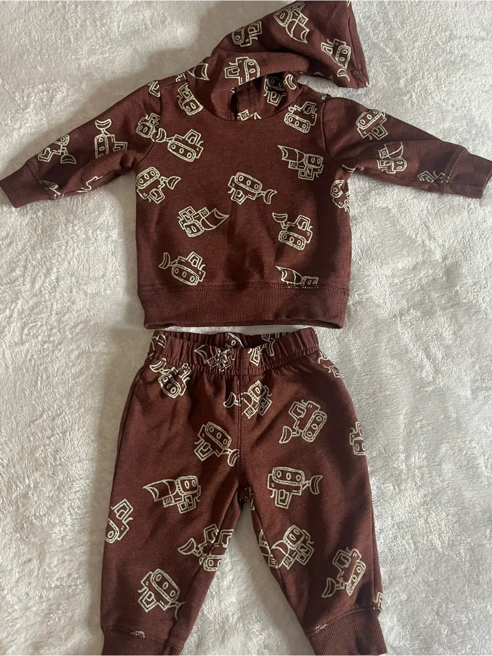 Carter's Brown Dump Truck Hoodie & Jogger‎ Set Sz 6M