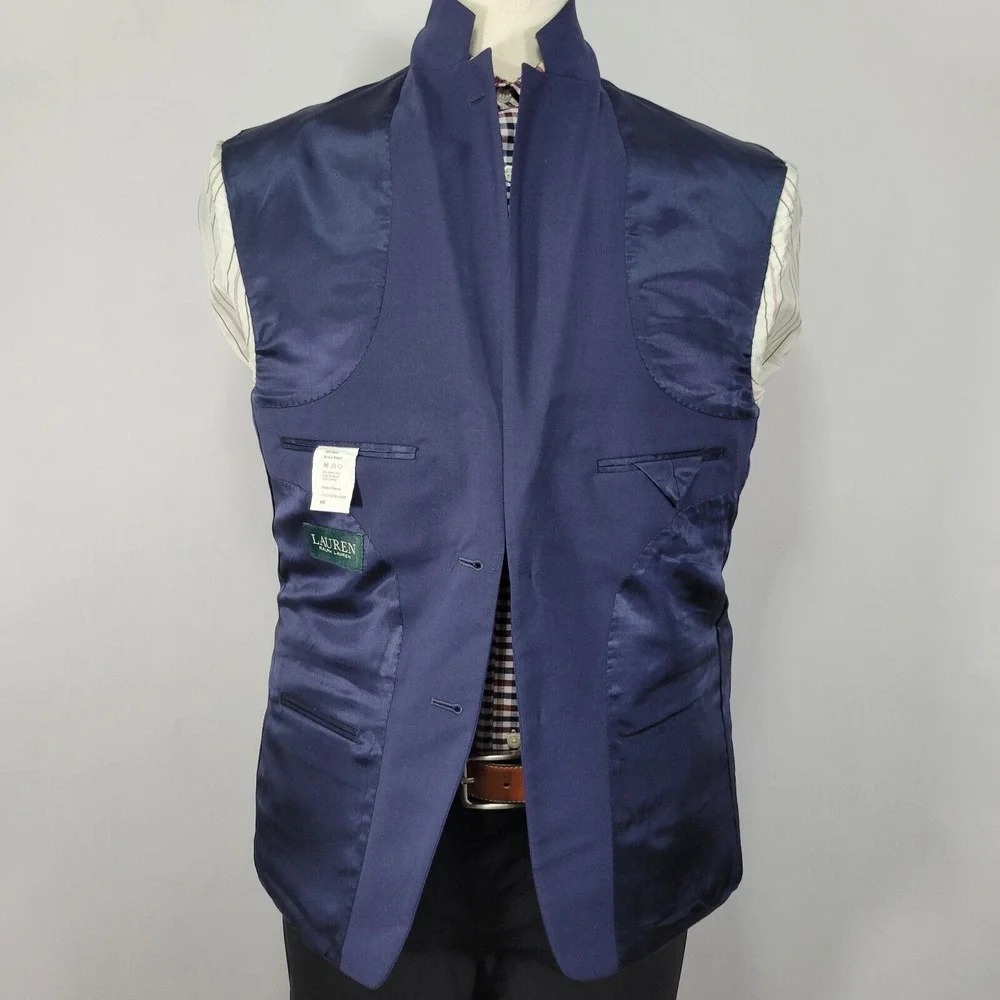Lauren Ralph Lauren Men's Sport Coat Blazer Navy Blue Stretch Wool‎ Size 40S