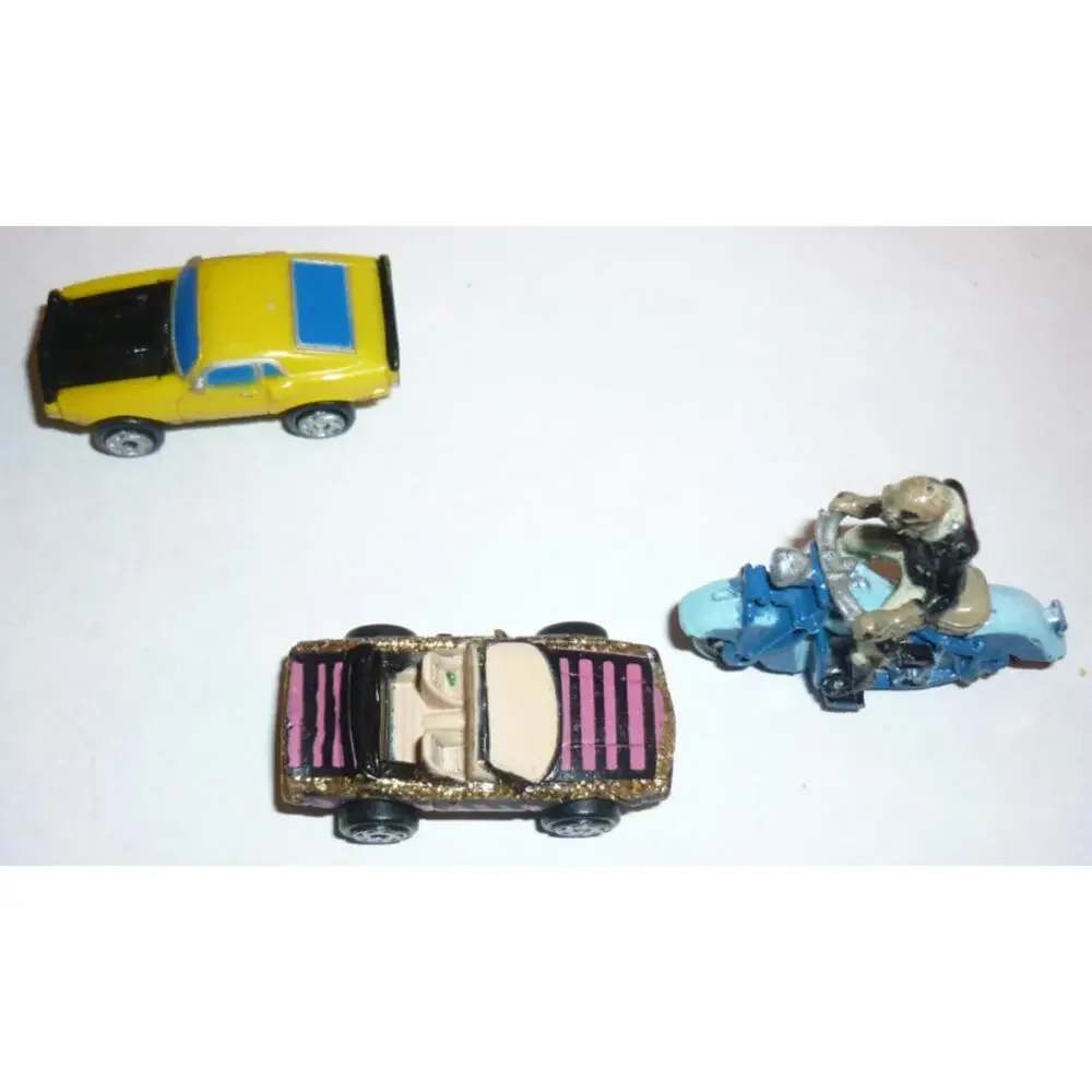 Lot 3 Micro Machines Harley Davidson Rider 2-Tone Blue Sparkle Rarissima Mustang