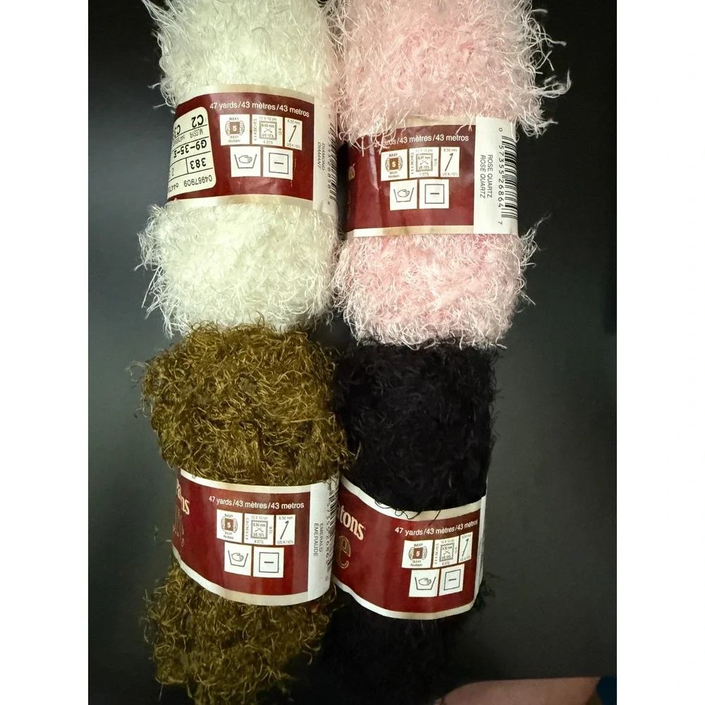 DESTASH: Patons‎ Allure Mixed Lot White Pink Black Olive 222 gm 4 Skeins NEW