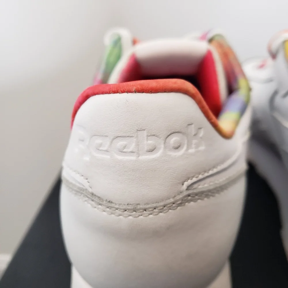 Reebok Classic‎ Leather White Rainbow-Dyed Heel Lining Size 13