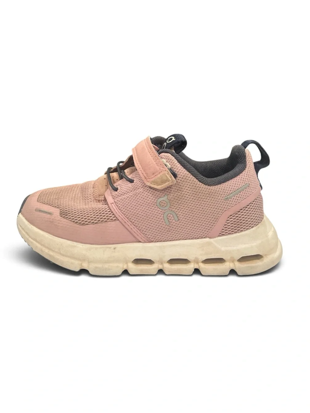 On Running Kids Pink Mesh Sneakers with Hook-and-Loop Strap