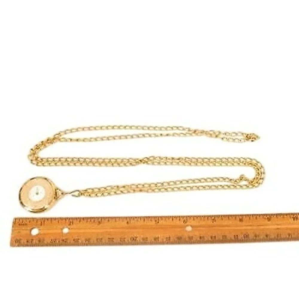 Triomphe‎ Lifetime Mainspring Vintage Gold Plated Necklace Pendant Watch*F258