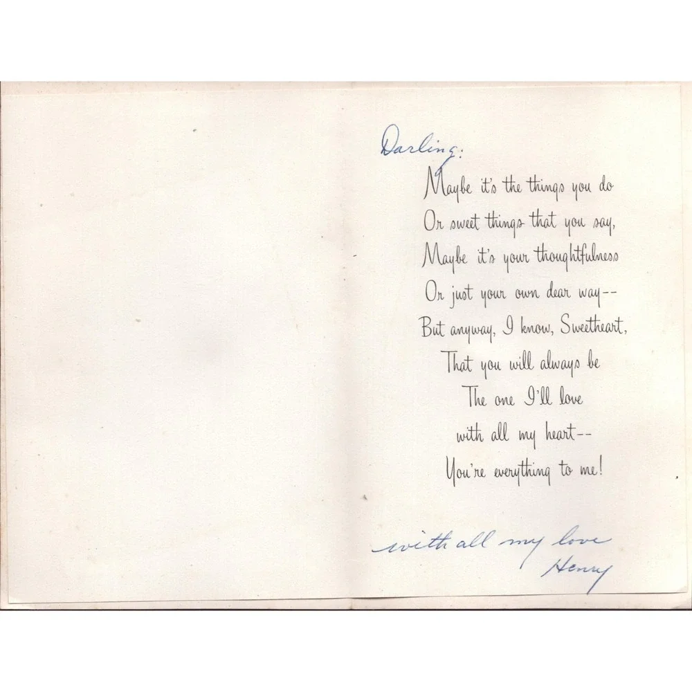 Vintage 1950s Hallmark Birthday Card Sweetheart Red Roses Signed 4.5x6.5