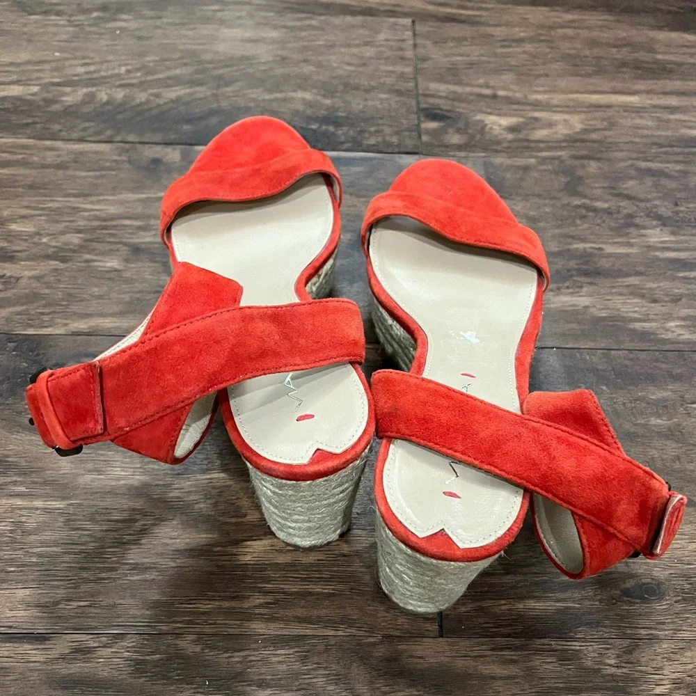Via Spiga Orange‎ Suede Espadrille Wedge Sandals Sz. 7