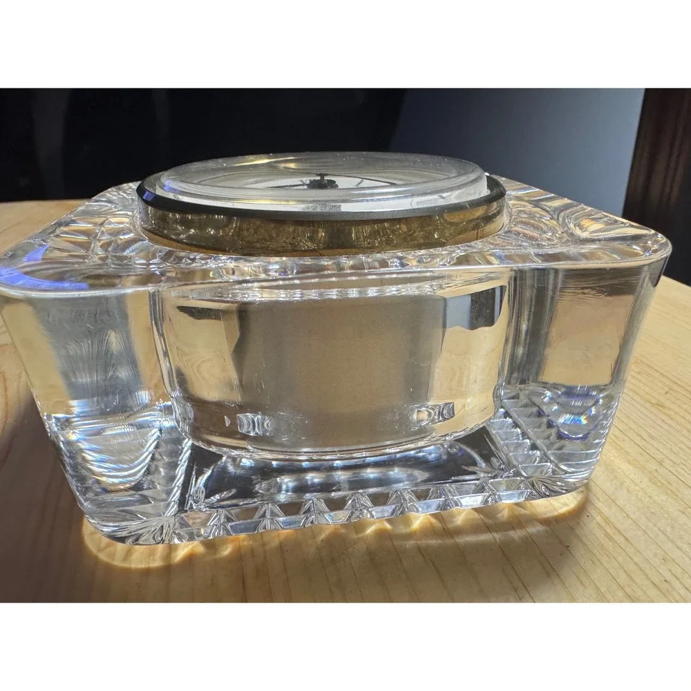 Vintage Staiger West Germany Quartz Lead Crystal Clock needs battery Has chip