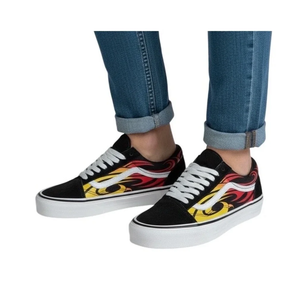 Vans Premium Flame Old Skool Y2K Skate Sneakers Black VN000D56MCG US M7/W‎ 8.5