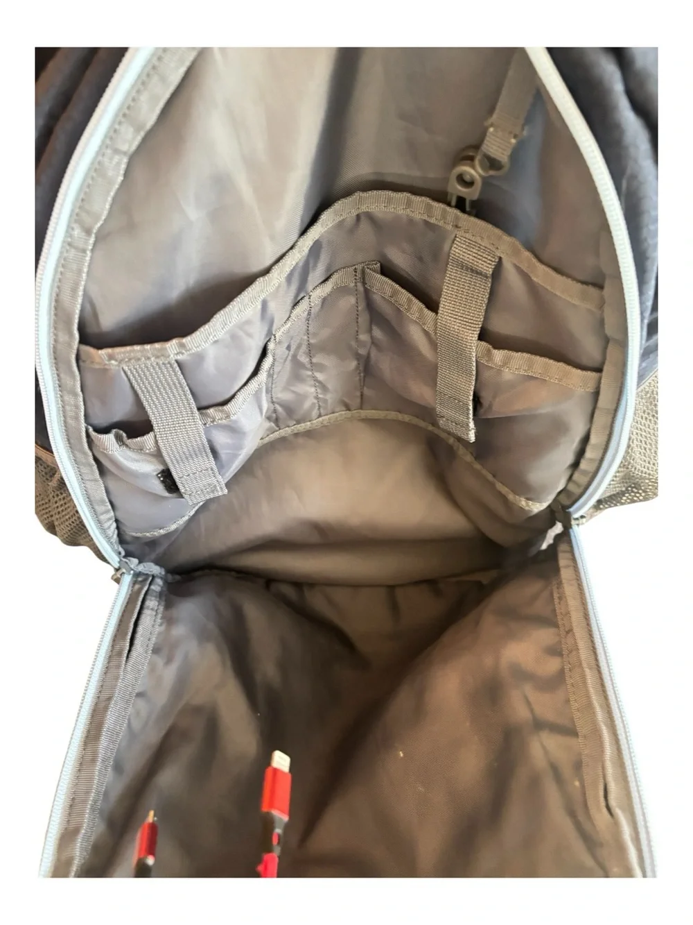 adidas Navy & gray Backpack with Red Center Stripe - like new