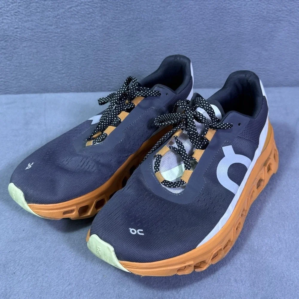 On Running Cloudmonster Shoes Mens 10 Gray Orange CloudTec Running Sneakers
