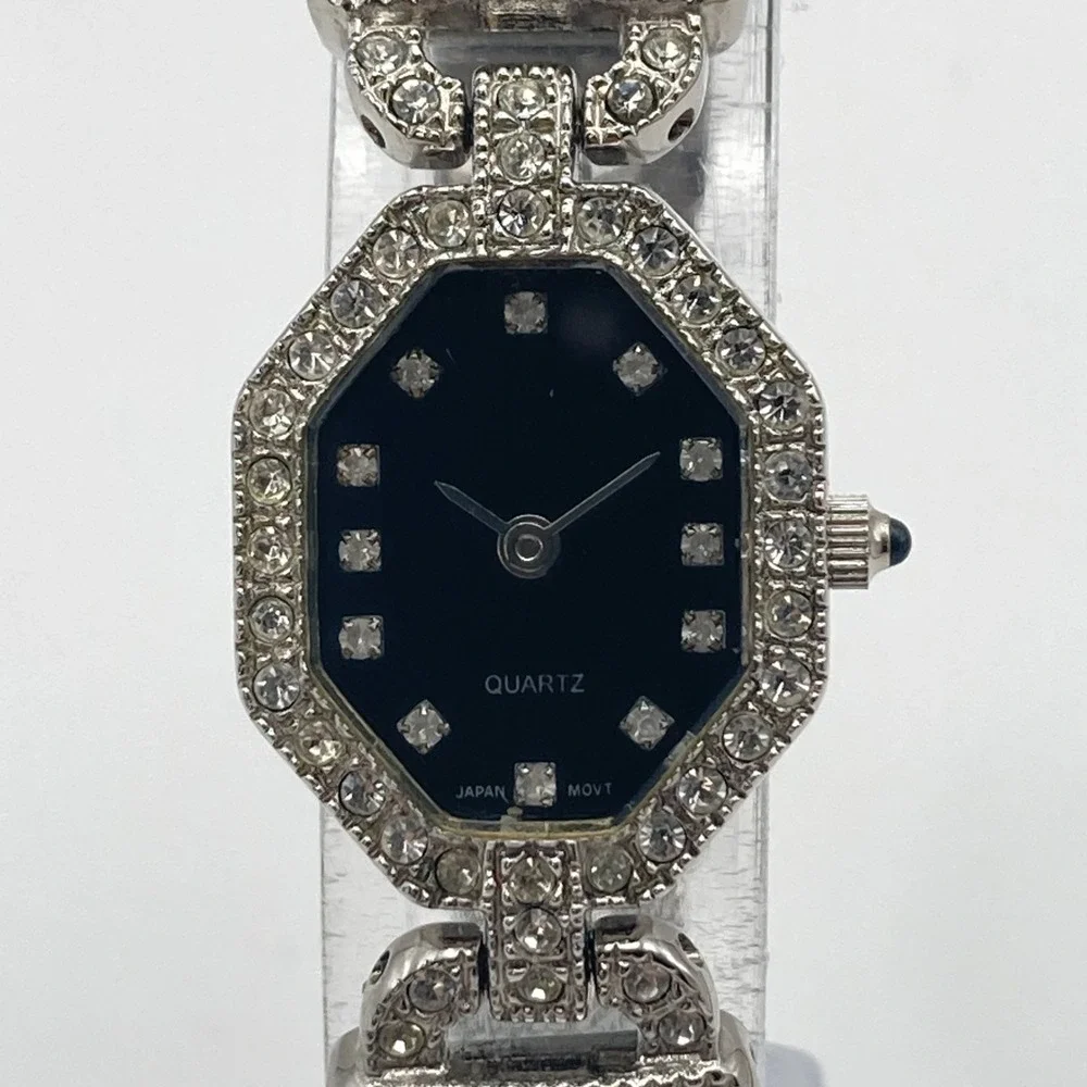 Elizabeth Taylor Avon Women's Watch Silver Tone Crystals Art Deco New Battery