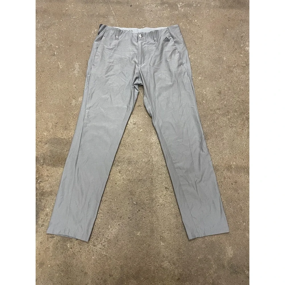 Adidas Pants‎ Mens 30x30 Gray Golf Chino Stretch 3-Stripes Logo Performance Tech