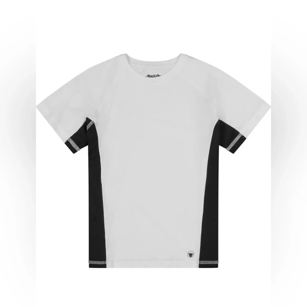 Beach Bros Boy’s White and Black Short Sleeve Rash-guard| size: 4T