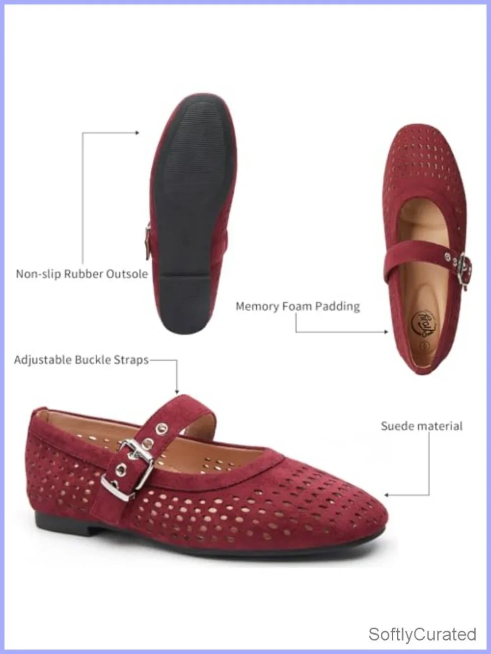 Mary Jane Flats Women Round Toe Buckle Strap Memory Foam