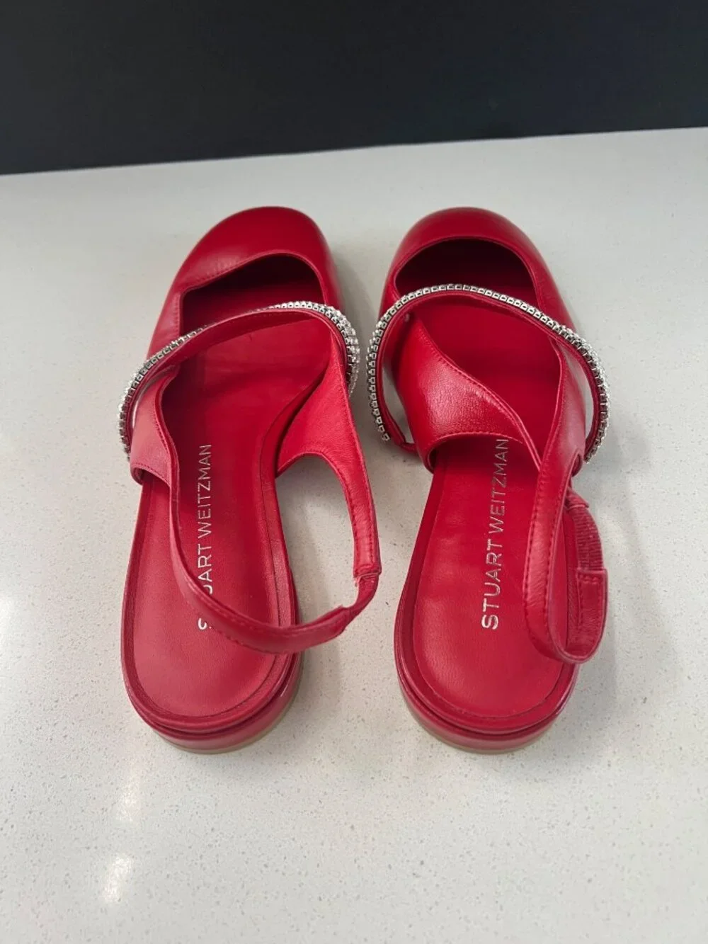 Stuart Weitzman Stefanie Slingback red leather Flats size 8. NEW