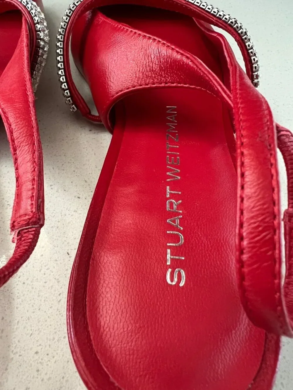 Stuart Weitzman Stefanie Slingback red leather Flats size 8. NEW