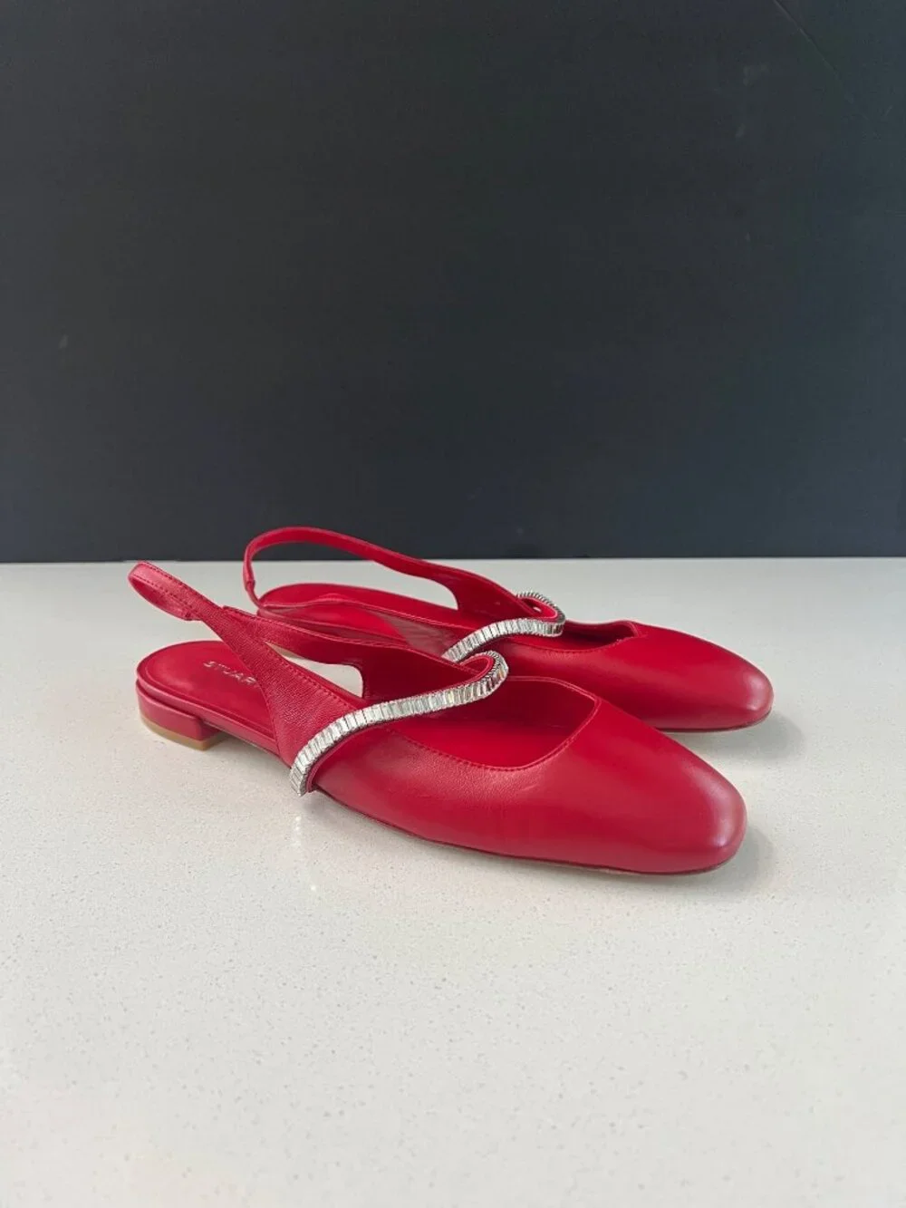 Stuart Weitzman Stefanie Slingback red leather Flats size 8. NEW