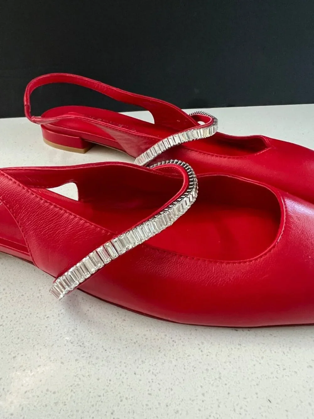 Stuart Weitzman Stefanie Slingback red leather Flats size 8. NEW