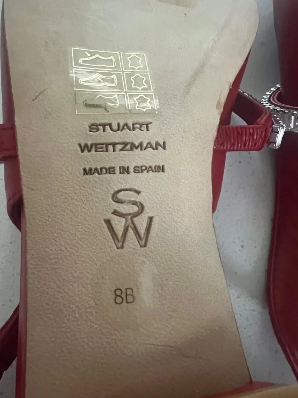 Stuart Weitzman Stefanie Slingback red leather Flats size 8. NEW
