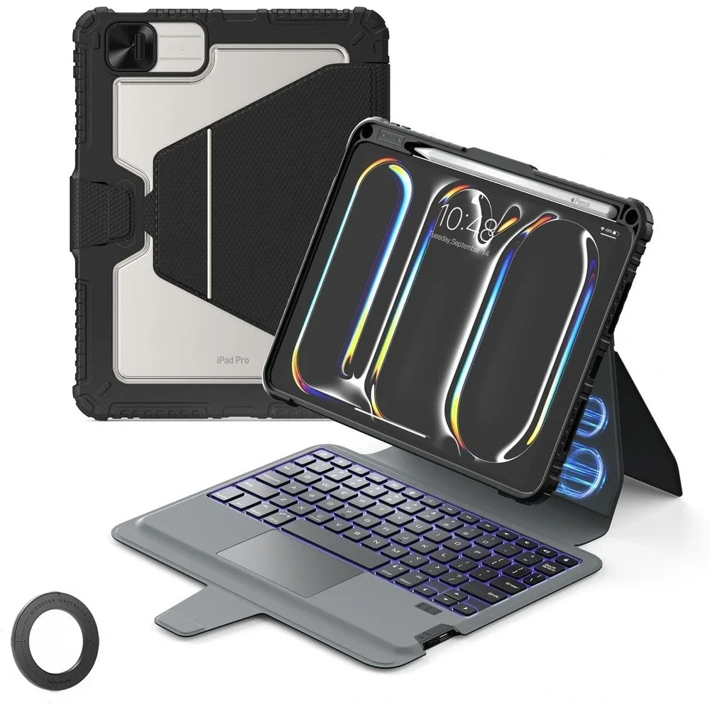 iPad Pro 11 iPad Air 5 4 Case with Keyboard Trackpad Backlit Nillkin Black‎